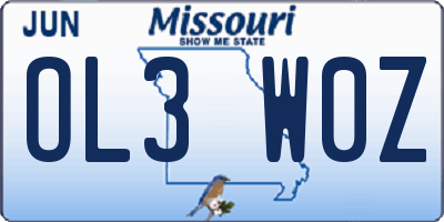 MO license plate OL3W0Z