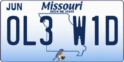 MO license plate OL3W1D