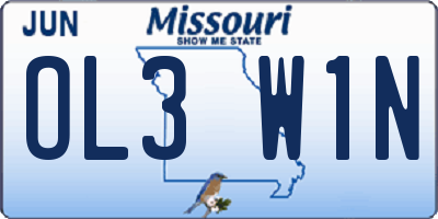 MO license plate OL3W1N
