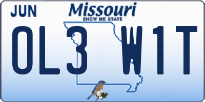 MO license plate OL3W1T
