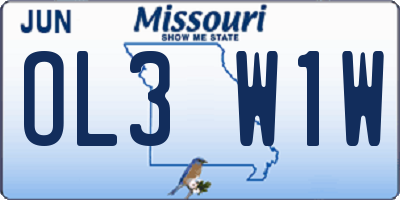 MO license plate OL3W1W