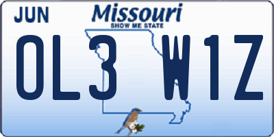 MO license plate OL3W1Z