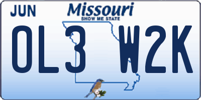 MO license plate OL3W2K