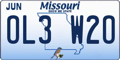 MO license plate OL3W2O