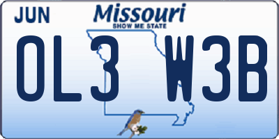 MO license plate OL3W3B