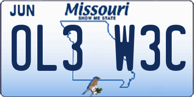 MO license plate OL3W3C