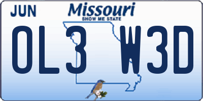 MO license plate OL3W3D