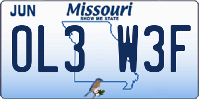 MO license plate OL3W3F