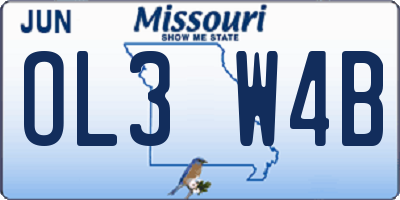 MO license plate OL3W4B