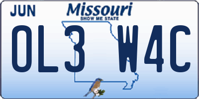 MO license plate OL3W4C