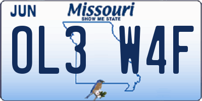 MO license plate OL3W4F