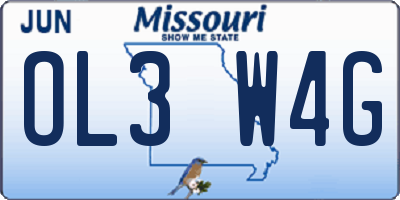 MO license plate OL3W4G