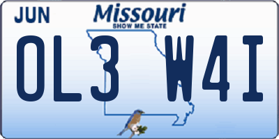 MO license plate OL3W4I