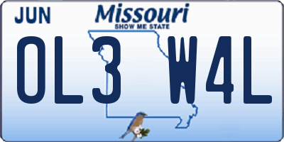 MO license plate OL3W4L
