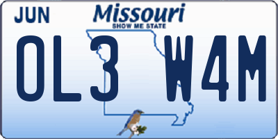 MO license plate OL3W4M