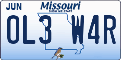 MO license plate OL3W4R