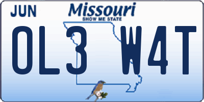 MO license plate OL3W4T