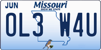 MO license plate OL3W4U