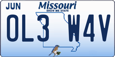 MO license plate OL3W4V
