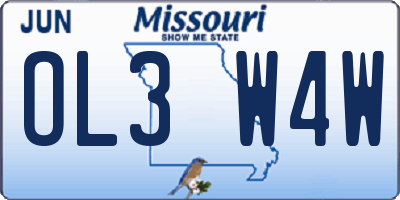 MO license plate OL3W4W