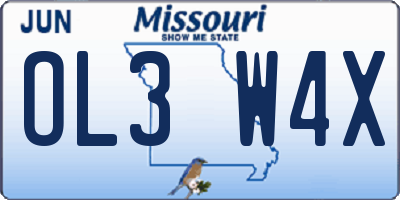 MO license plate OL3W4X