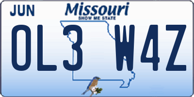 MO license plate OL3W4Z