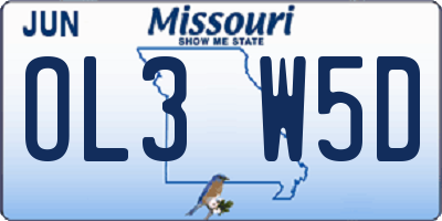 MO license plate OL3W5D