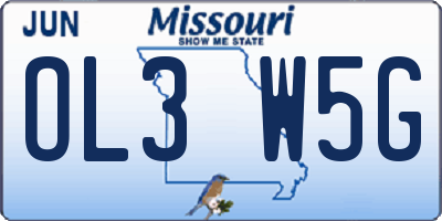 MO license plate OL3W5G