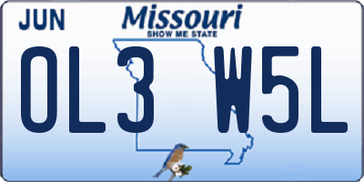 MO license plate OL3W5L