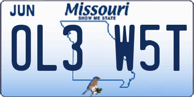 MO license plate OL3W5T