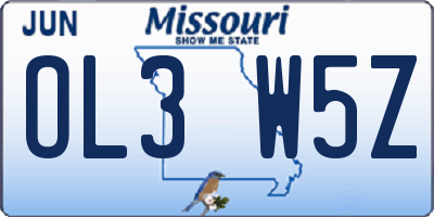 MO license plate OL3W5Z
