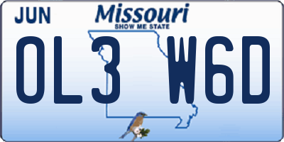 MO license plate OL3W6D