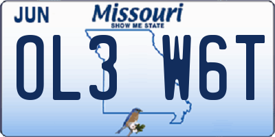 MO license plate OL3W6T