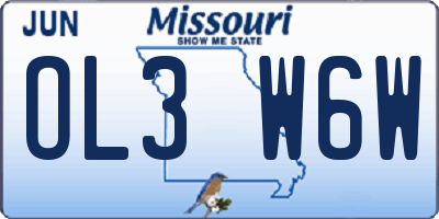 MO license plate OL3W6W