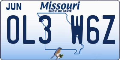 MO license plate OL3W6Z