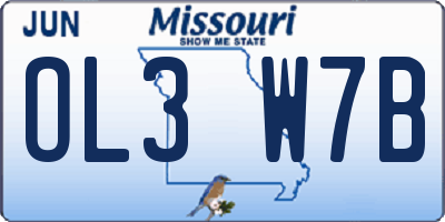 MO license plate OL3W7B