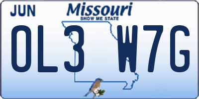MO license plate OL3W7G