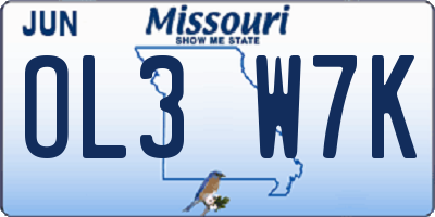MO license plate OL3W7K