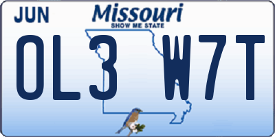 MO license plate OL3W7T