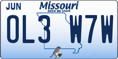 MO license plate OL3W7W