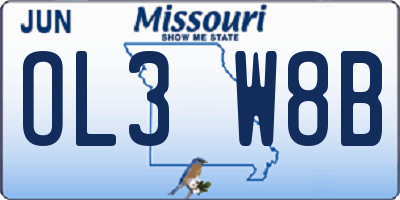 MO license plate OL3W8B
