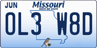 MO license plate OL3W8D