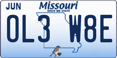 MO license plate OL3W8E