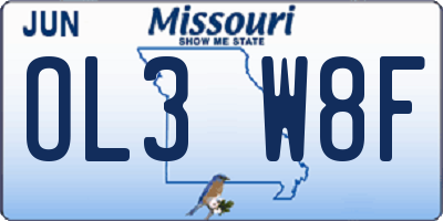 MO license plate OL3W8F