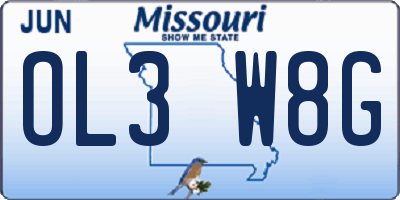 MO license plate OL3W8G