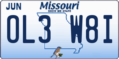 MO license plate OL3W8I