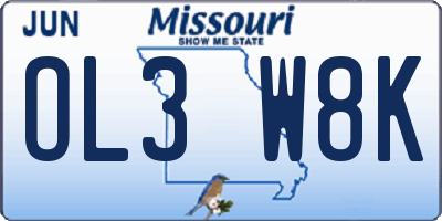 MO license plate OL3W8K