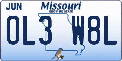 MO license plate OL3W8L