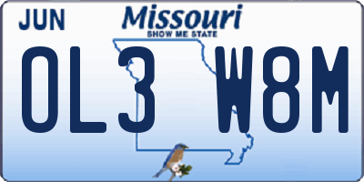 MO license plate OL3W8M