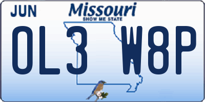MO license plate OL3W8P